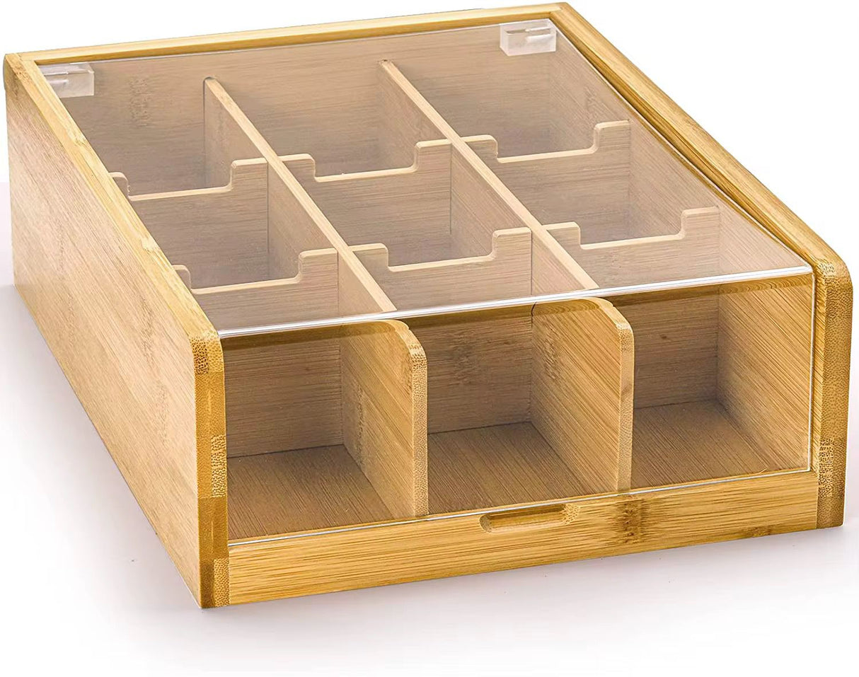 bamboo teabag organizer 6 slot