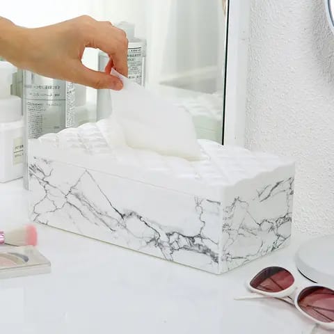 Creative Household Office Desktop Tissue Storage Napkin Holder With Marble Printing