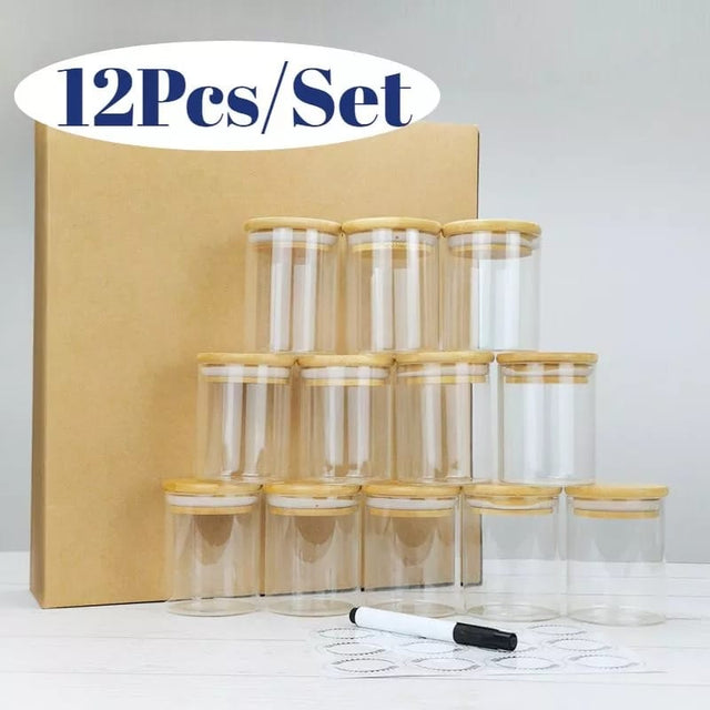Glass spice jar set 12Pcs