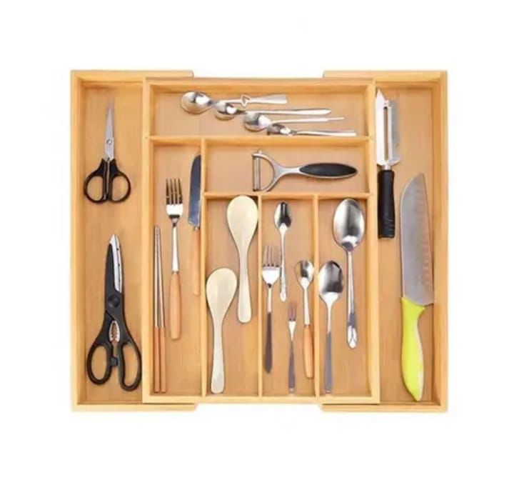 Expandable Bamboo cutlery organizer