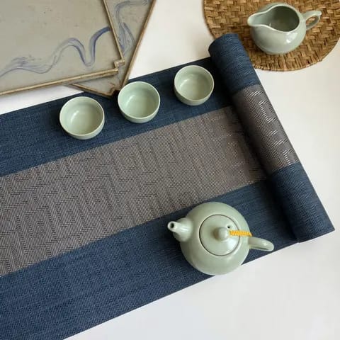 pvc table mats plus one table runner(30*180cm)6pcs