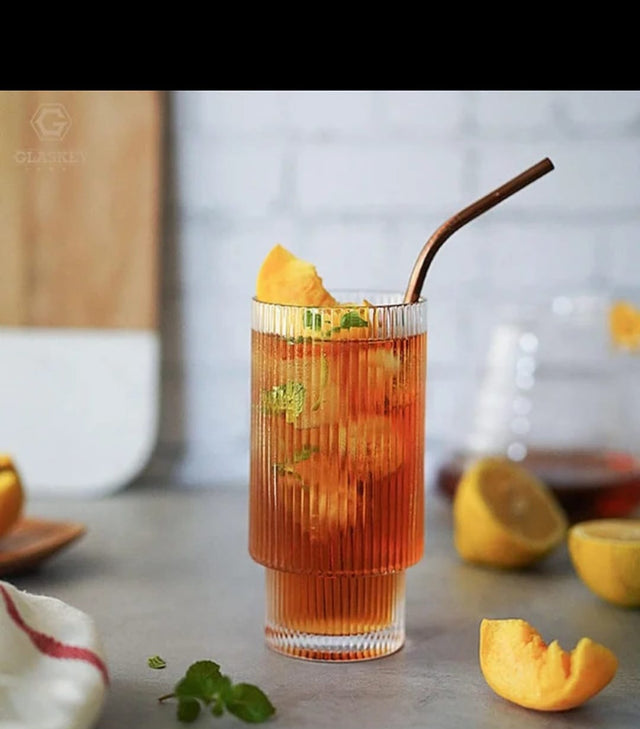 Fancy Aesthetic Highball crystal ribbed glasses