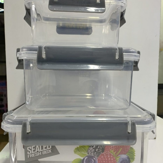 3pcs Refrigerator Storage Box with Airtight Seal Lids / Portable Lunch Box set with cutlery