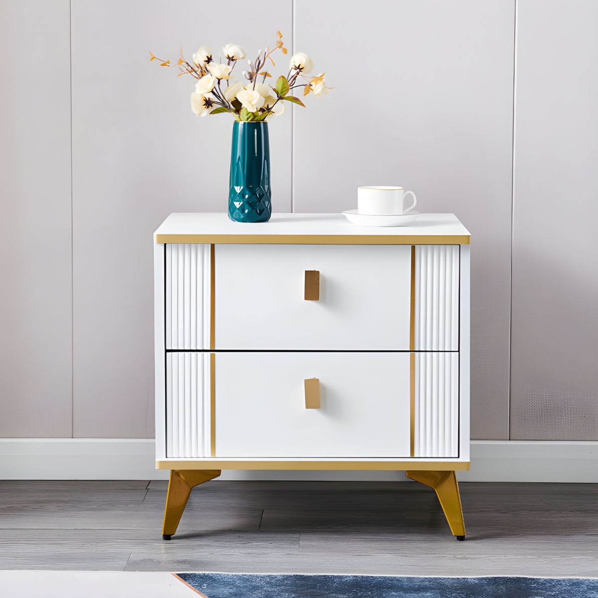 WHITE NIGHT STAND BEDSIDE DRAWER