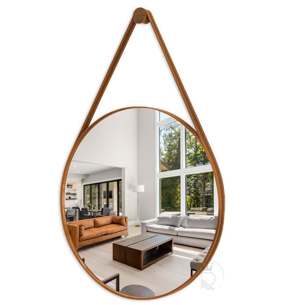 Minimalist Nordic Round Decorative Mirror With A Leather Strap