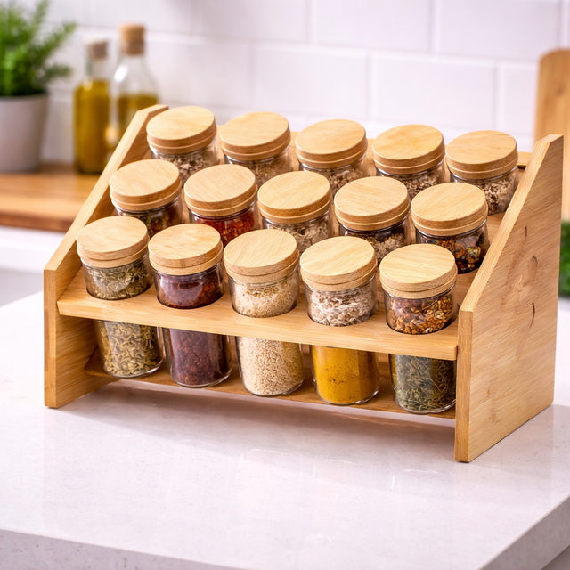 12pcs Borosilicate Airtight Spice Jar Set with Bamboo Lids & Spoons – 250ml Glass Storage Containers Kenya