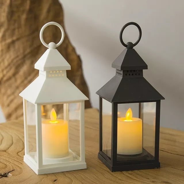Vintage Style Decorative Fire Lantern, Flame Effect LED Lantern