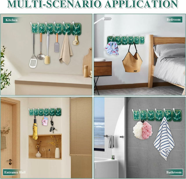 Wall-Mounted 6-Row Self-Adhesive Sticky Hook Set
