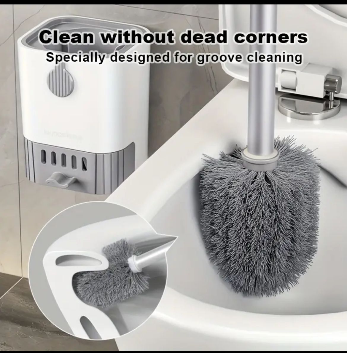 Wall Mounted Long Handle Toilet Cleaning Brush With Holder