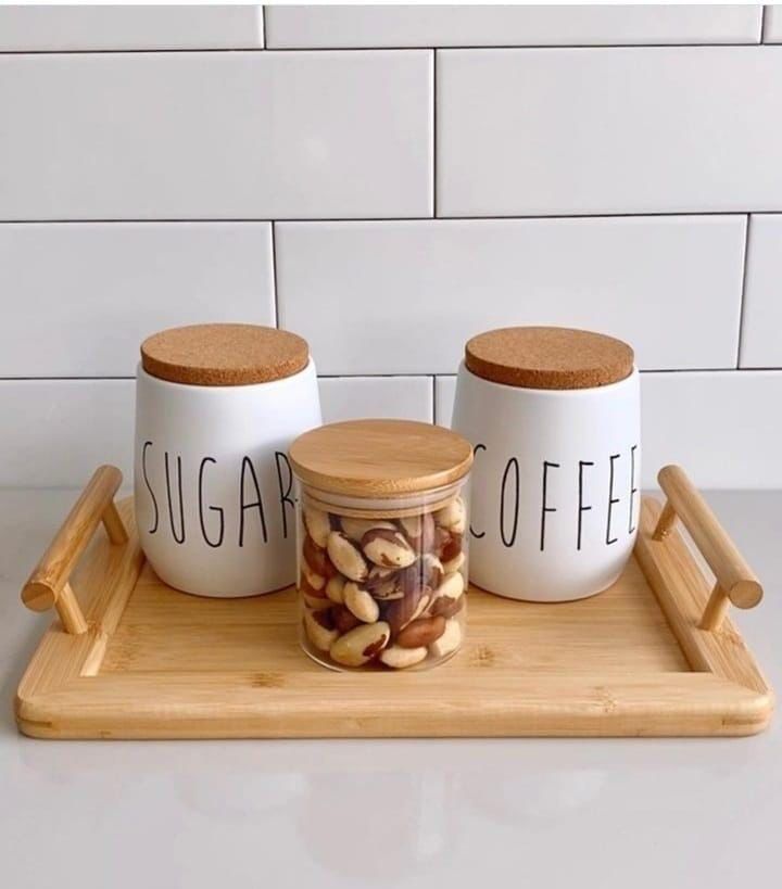 Bamboo serving tray with Bamboo handles