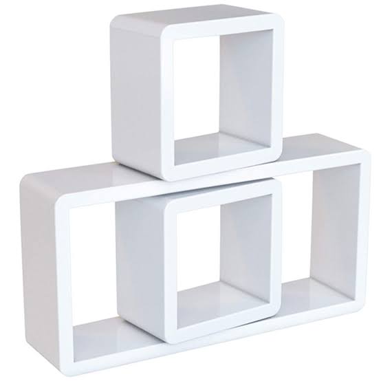 Plastic-Wood Floating Shelves – Set of 3 ( 42.5×21.5 cm & 17.5×17.5 cm sizes)