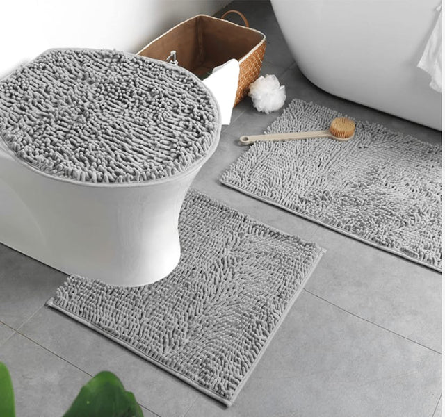 Absorbent Non-slip microfibers 3pcs toilet mat