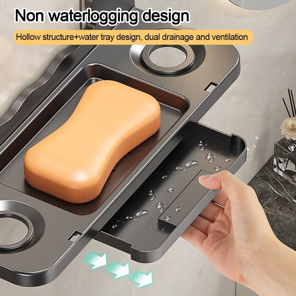 Wall-Mounted Stainless Steel Soap & Dispenser Holder — Black