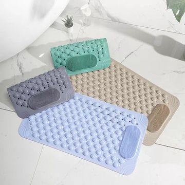 Non-Slip Bath Mat with Foot Scrubber, Suction Cups and Drain Holes. (50 x80cm)