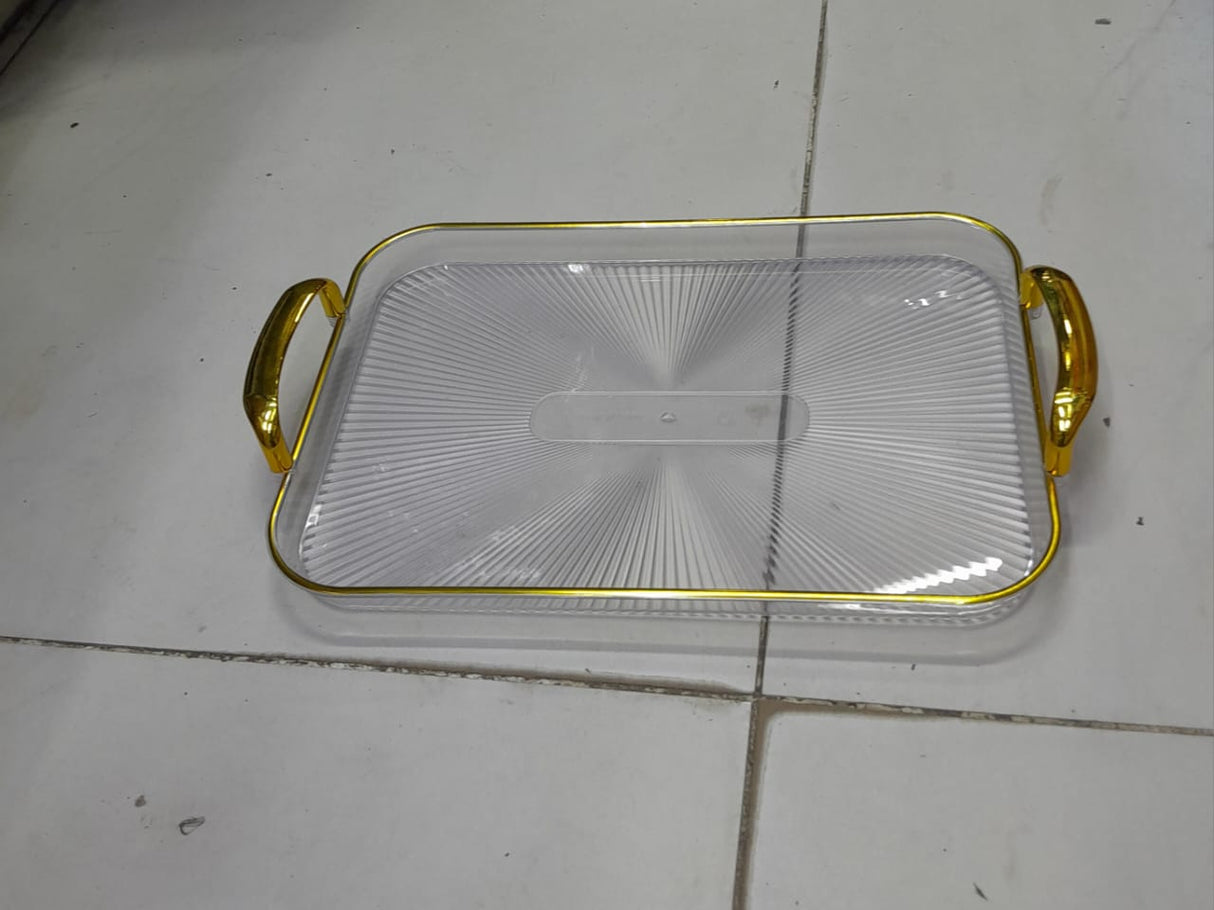 ACYRIC DECO TRAY GOLD RIM 1PCS