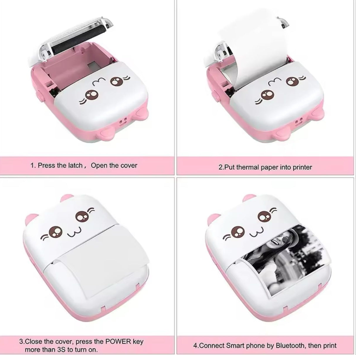 Portable Mini Pocket Bluetooth Thermal Printers with 3 FREE Roll Printing Papers/ Inkless Printer for Labels, Receipt, Photo,Notes, etc