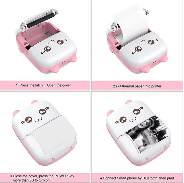 Portable Mini Pocket Bluetooth Thermal Printers with 3 FREE Roll Printing Papers/ Inkless Printer for Labels, Receipt, Photo,Notes, etc