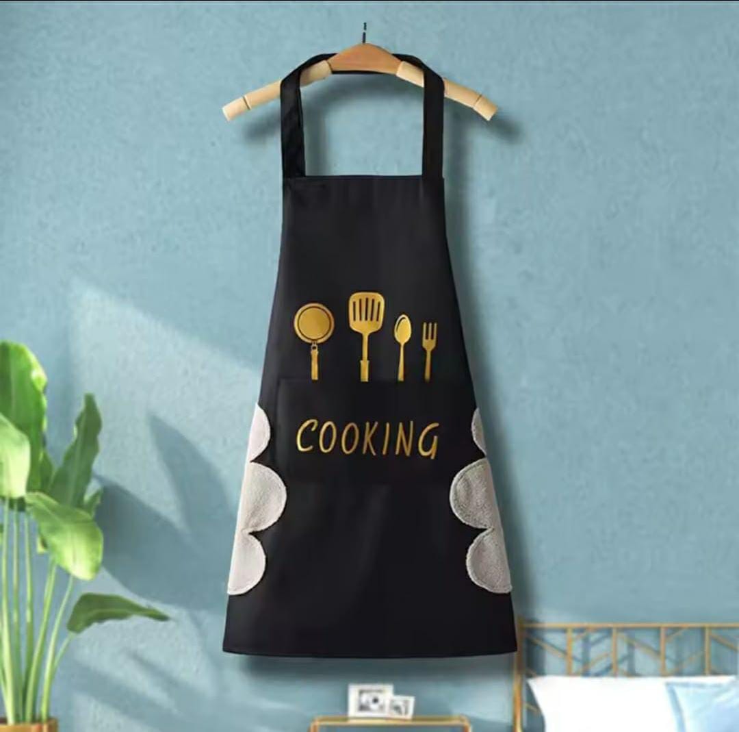 Hand-Wiping Kitchen Cooking Apron – Oil-Proof Adult Apron