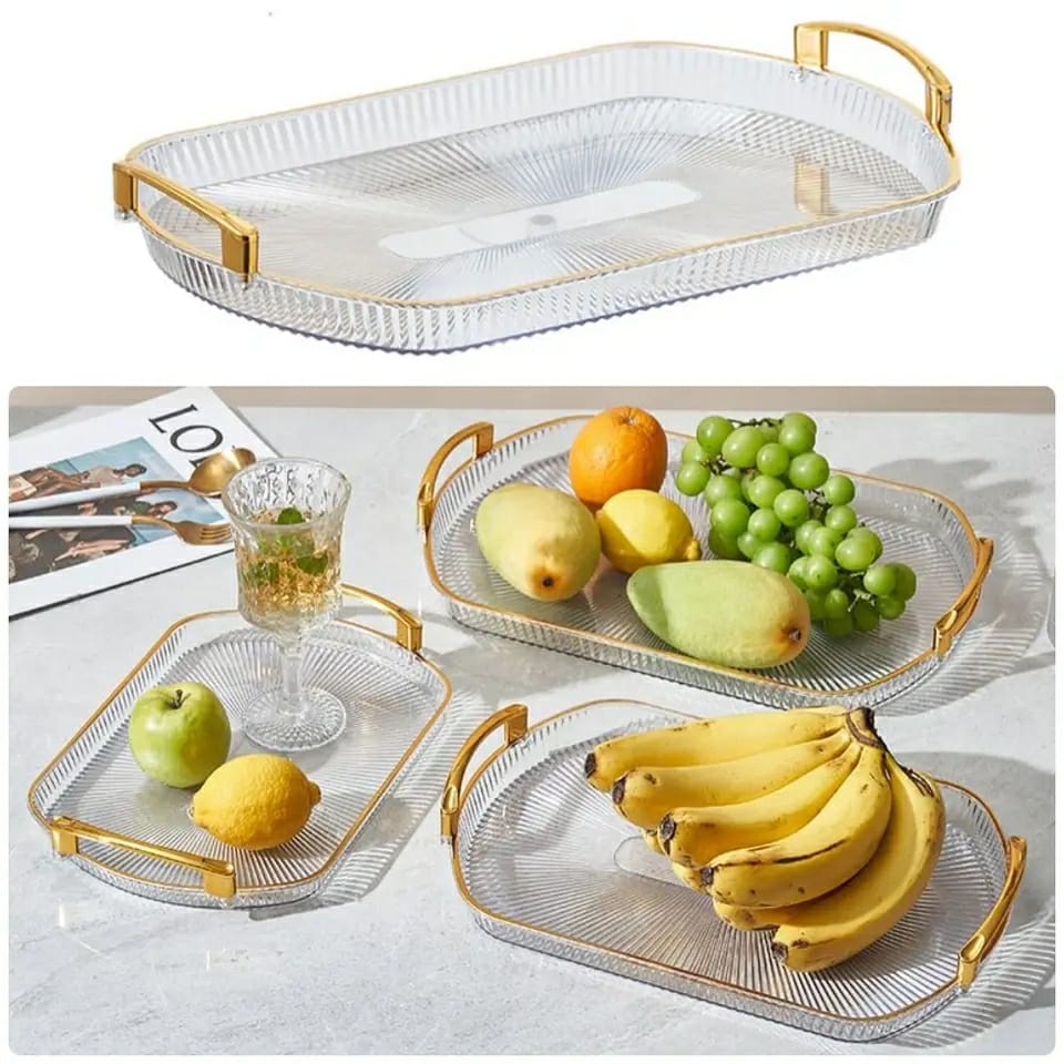 ACYRIC DECO TRAY GOLD RIM 1PCS
