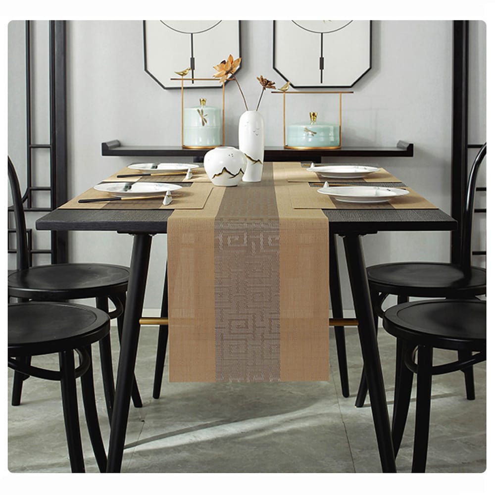 pvc table mats plus one table runner(30*180cm)6pcs