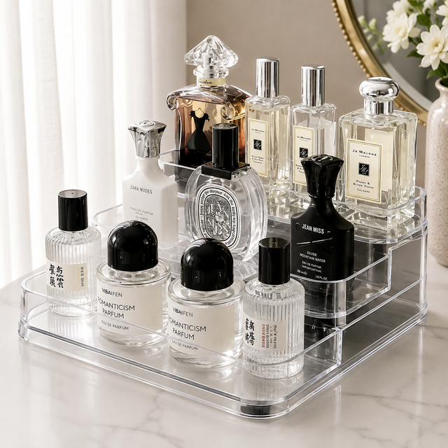 3 Tier Clear Acrylic Perfume & Desktop Display Rack grc