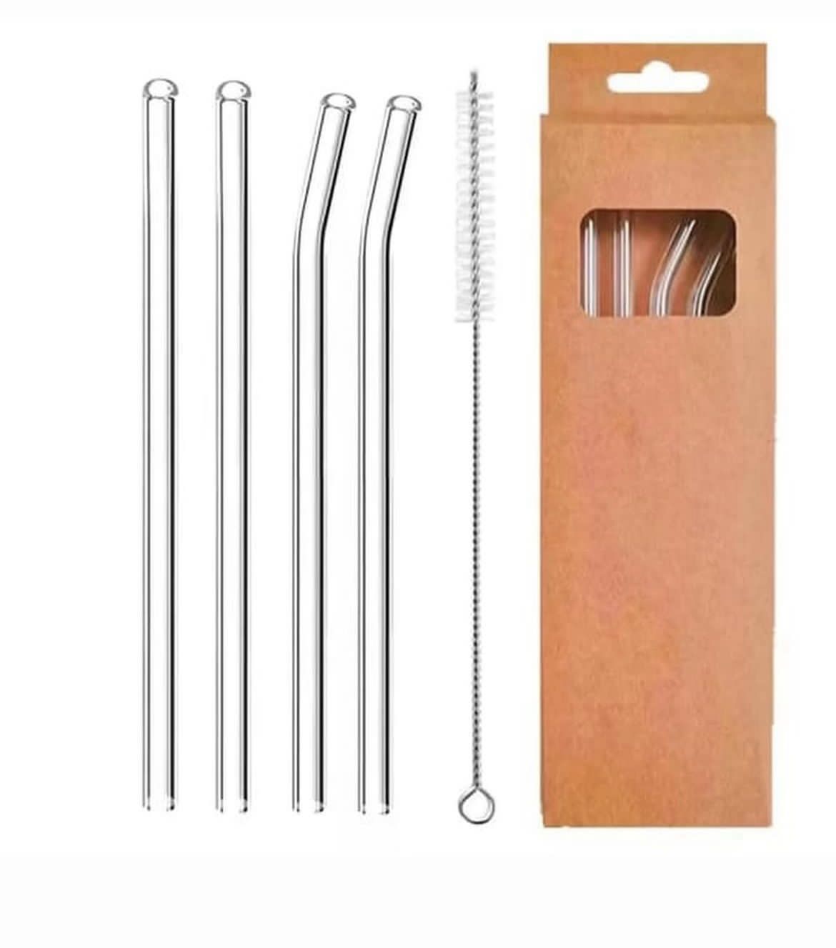 Reusable Glass Straws 8mm Straight Bent Glass Drinking Straws Eco Friendly Cocktail Straws for Beverages Milk Coffee