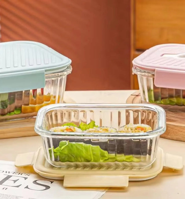Borosilicate Glass Food Storage Container Set with Leakproof Lids (410ml, 700ml, 1050ml) 3-Piece set