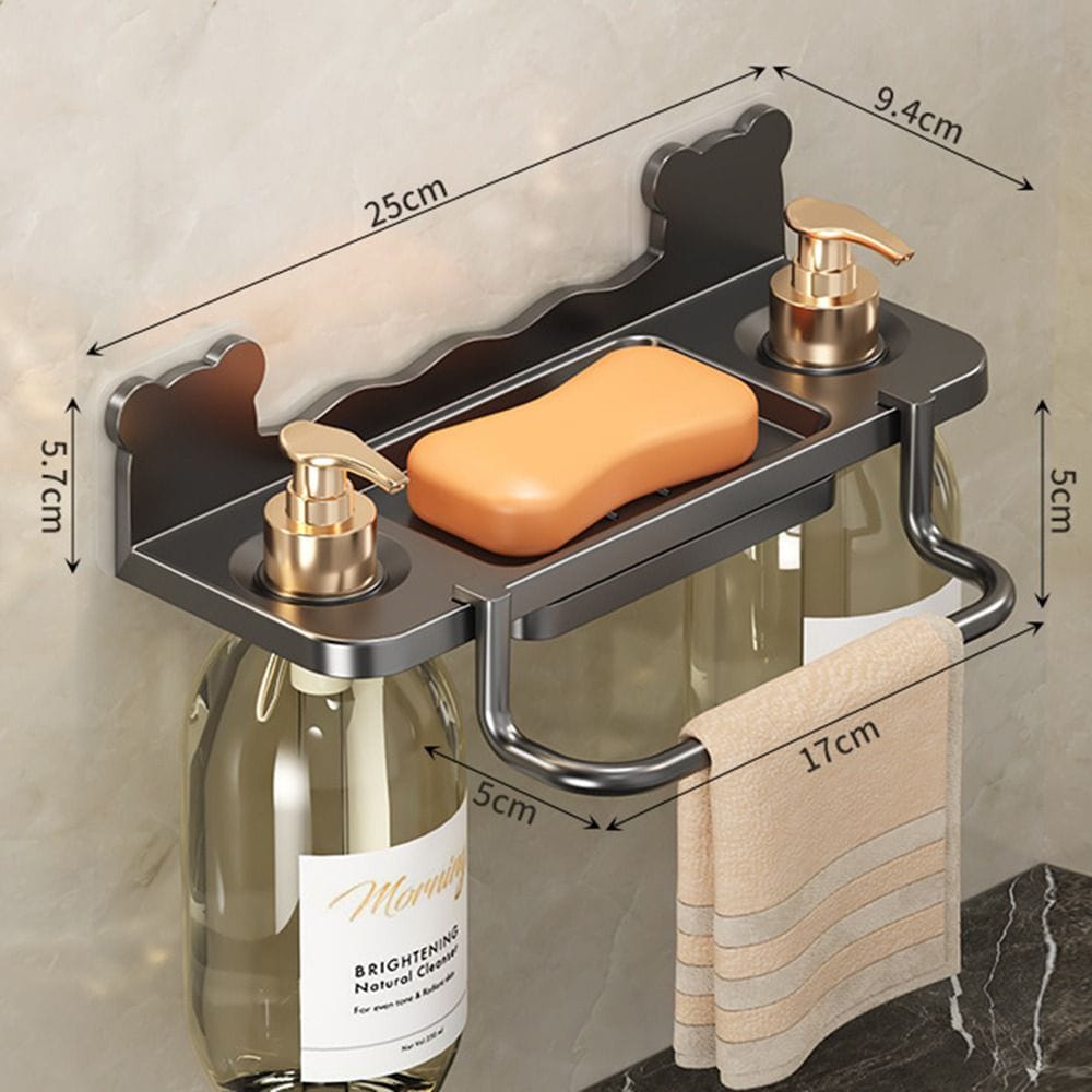 Wall-Mounted Stainless Steel Soap & Dispenser Holder — Black