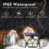 Solar Light Three Rotatable Heads Solar Motion Sensor Flood Lights Outdoor with Remote