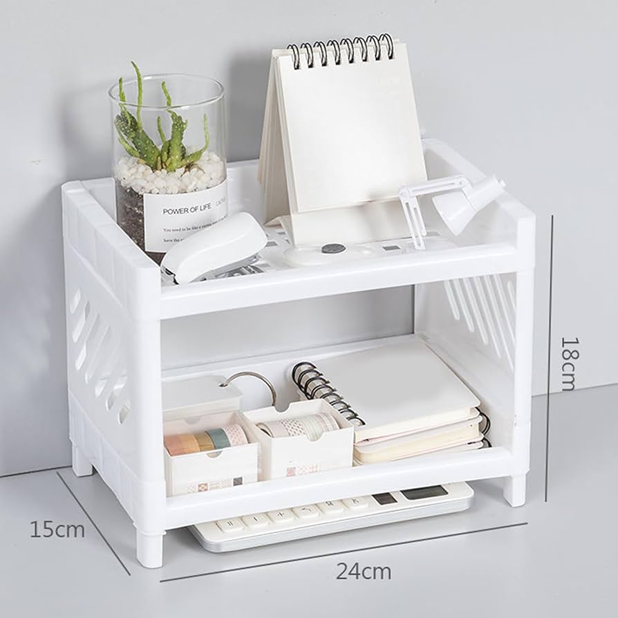 Plastic 2-layer detachable desktop organizer tray Dimensions 24 × 15 × 18 cm