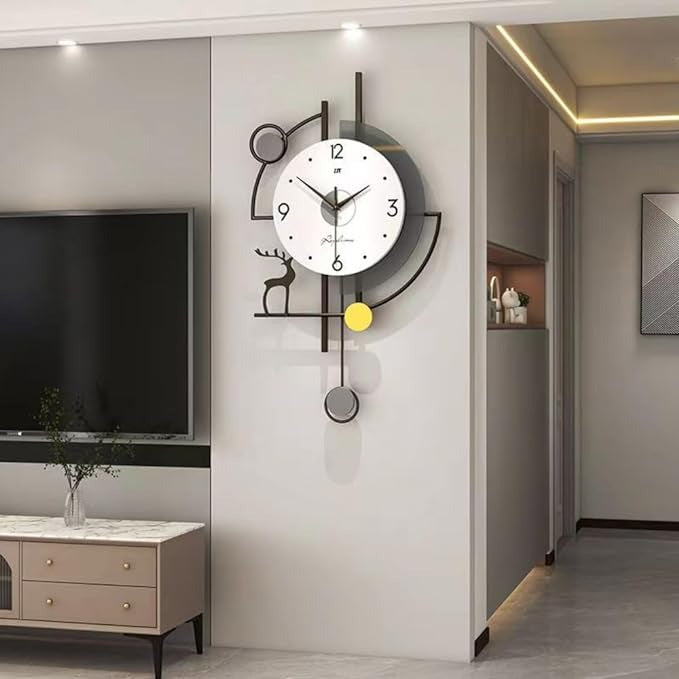 Modern Nordic Wall Clock, Fashionable & Chic Decor for Living Room, Home & Restaurant, 35x62cm Mechanical & Wind-Up Clocks