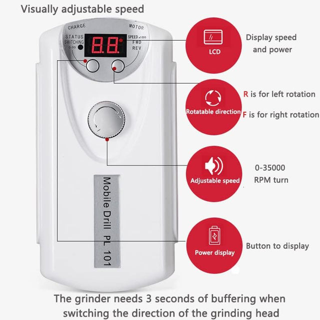 Professional Rechargeable Electric Nail Drill – 35,000 RPM