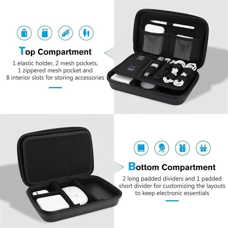 TechGear Hard Travel Organizer Case for cables/power bank/mouse etc