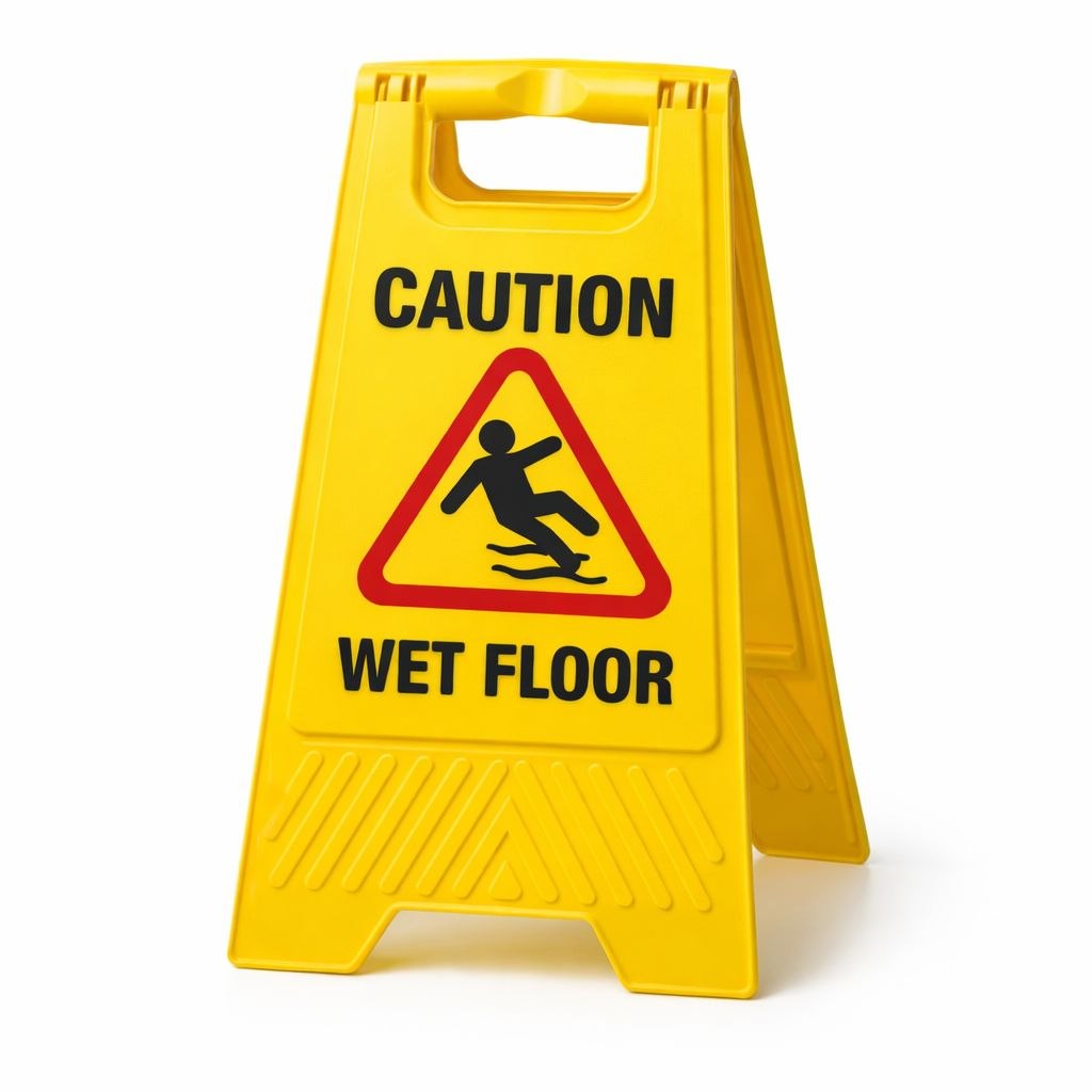 Durable plastic (water-resistant and long-lasting) wet floor sign