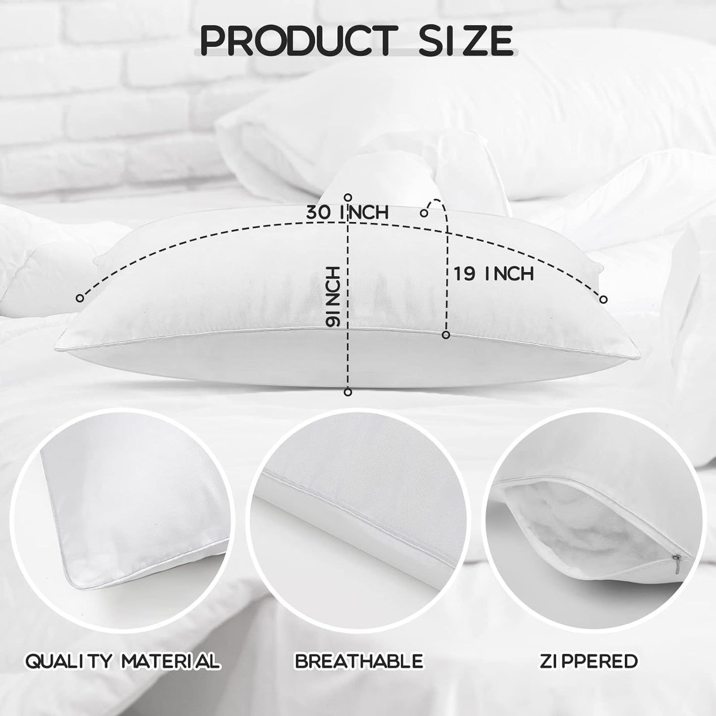 Queen Size Pillows for Sleeping Bed Pillow Inserts Hotel Pillows Bulk for Stomach, Back and Side Sleepers Machine Washable