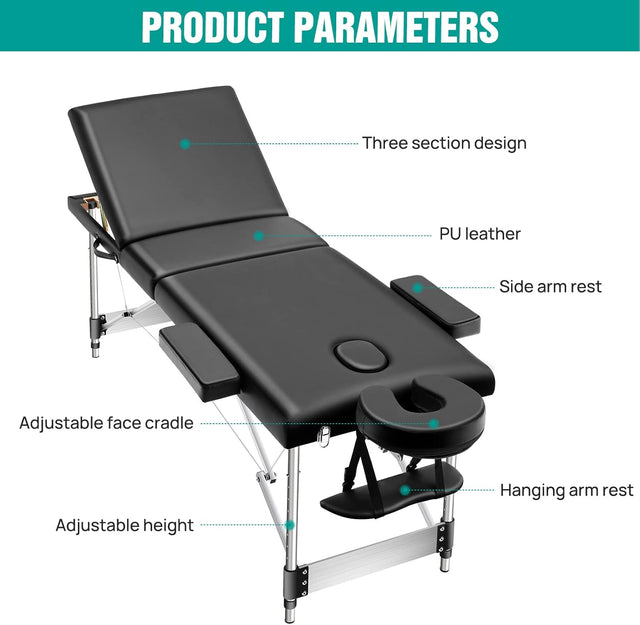 Aluminium Portable 3-Section Massage & SPA Bed