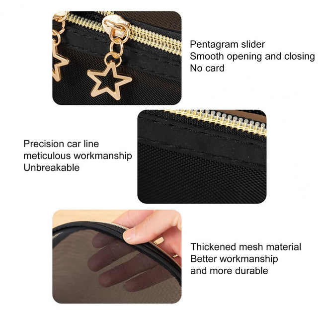 Pretty Transparent Toiletry Bag – Double Zippers, Multifunction Cosmetic Storage Bag