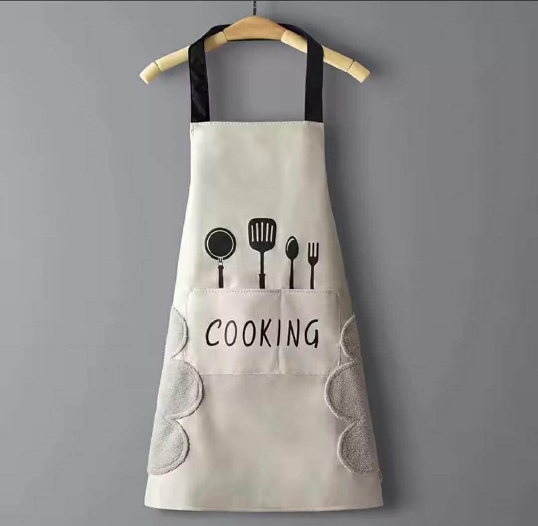 Hand-Wiping Kitchen Cooking Apron – Oil-Proof Adult Apron