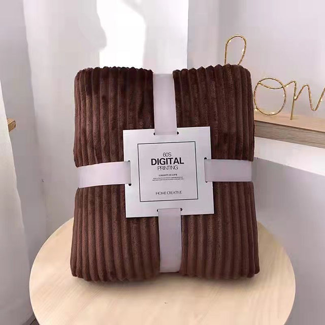 Chocolate Brown: Ribbed fleece blanket chocolate brown flannel folded gift pack — iDecorators Kenya