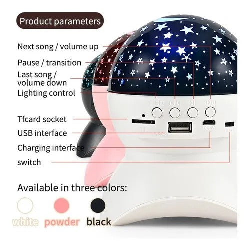 Star Projector Sky Light with Bluetooth Speaker Pink, white and Black