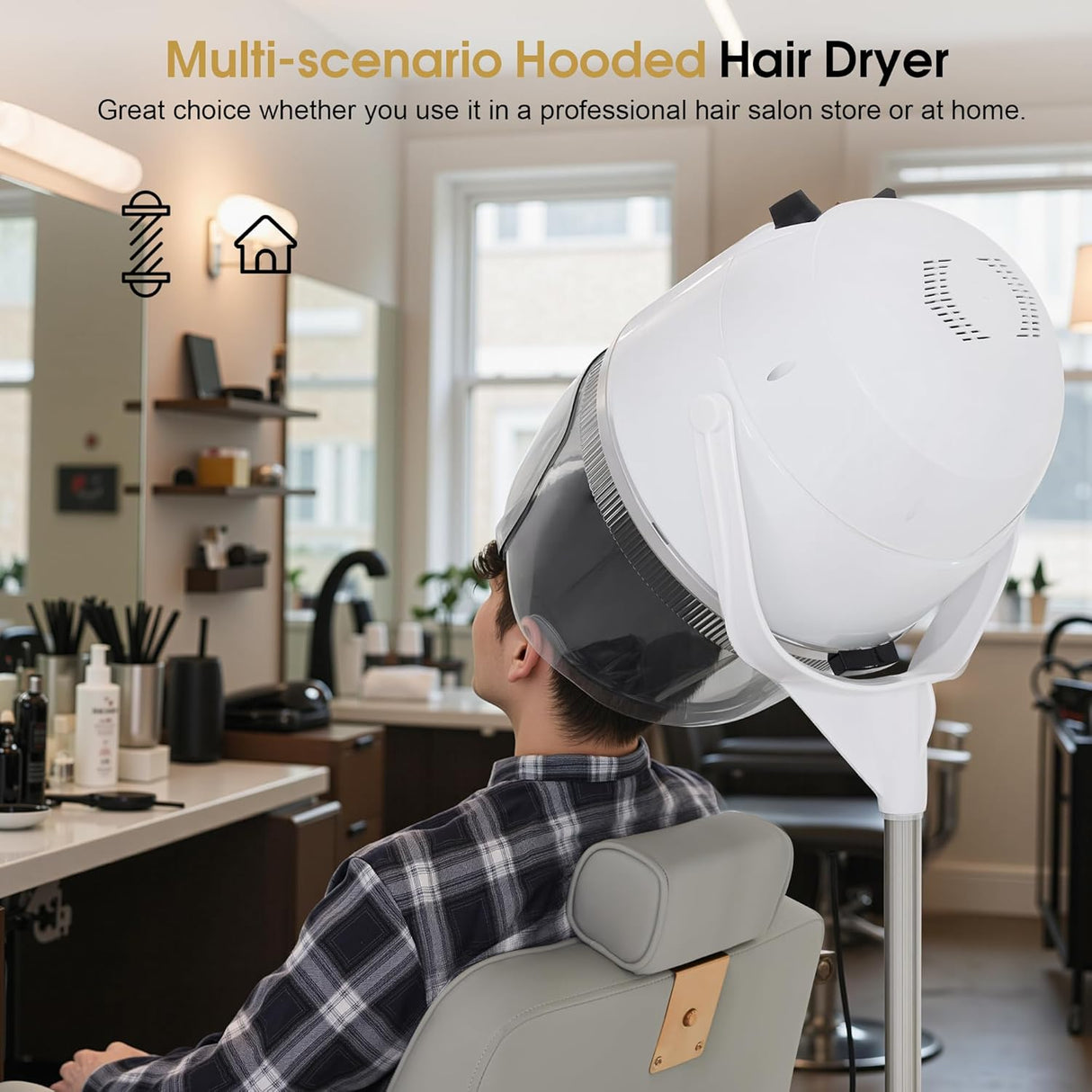 Hooded Hair Bonnet Dryer with Stand 1300W