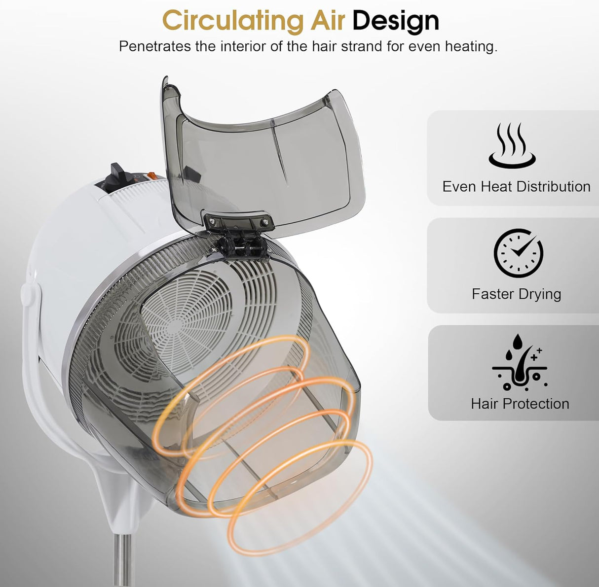 Hooded Hair Bonnet Dryer with Stand 1300W