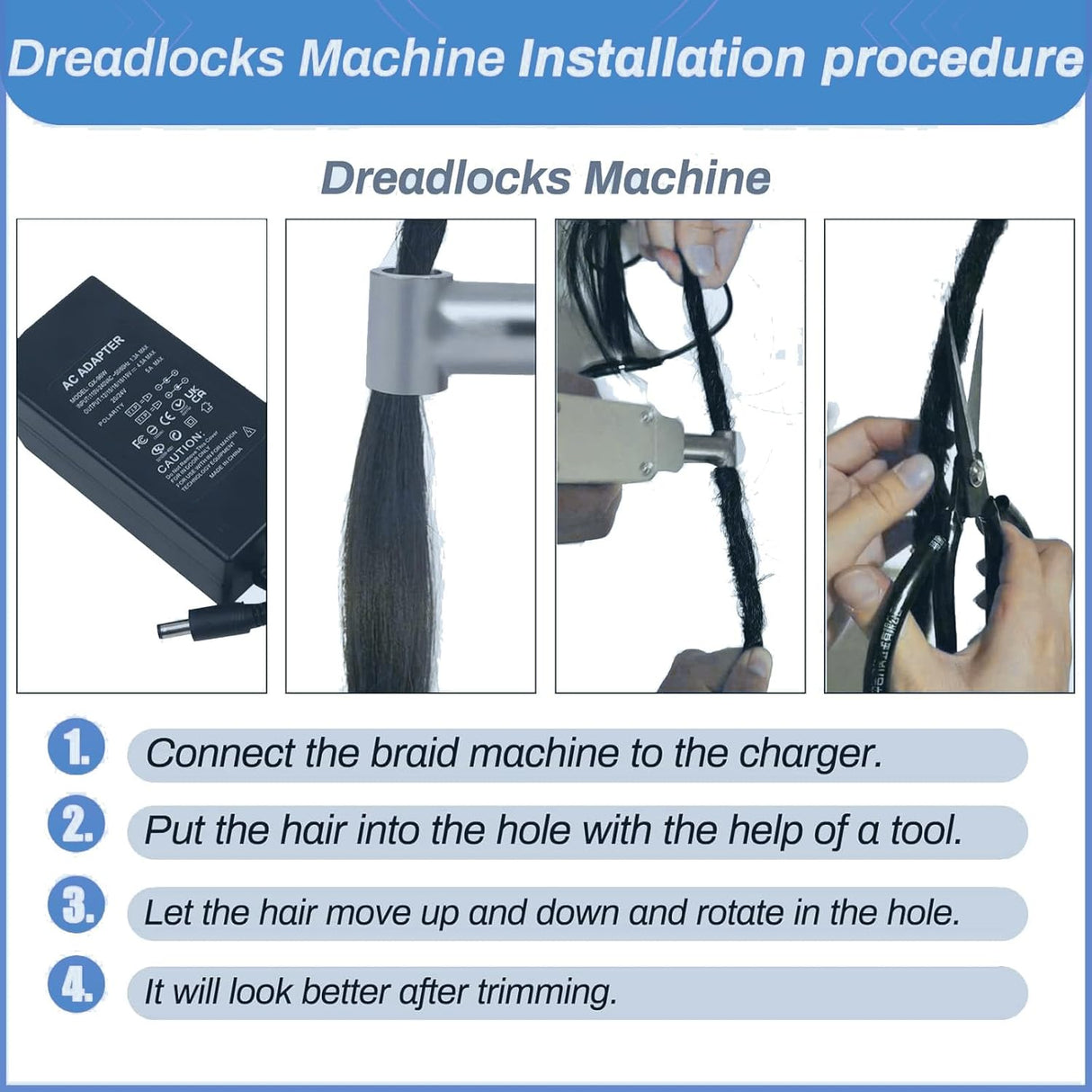 Electric Dreadlocks Maker Machine – With 6mm, 8mm & 10mm Heads