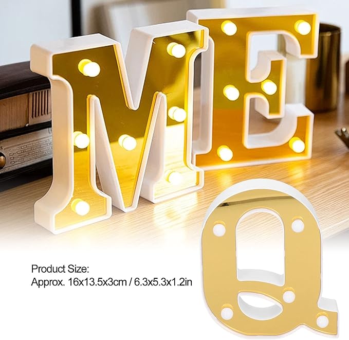Golden Letter Light Q Shape Letter Light LED Letter Decoration Wedding Lighting Birthday Party Decoration Decoration