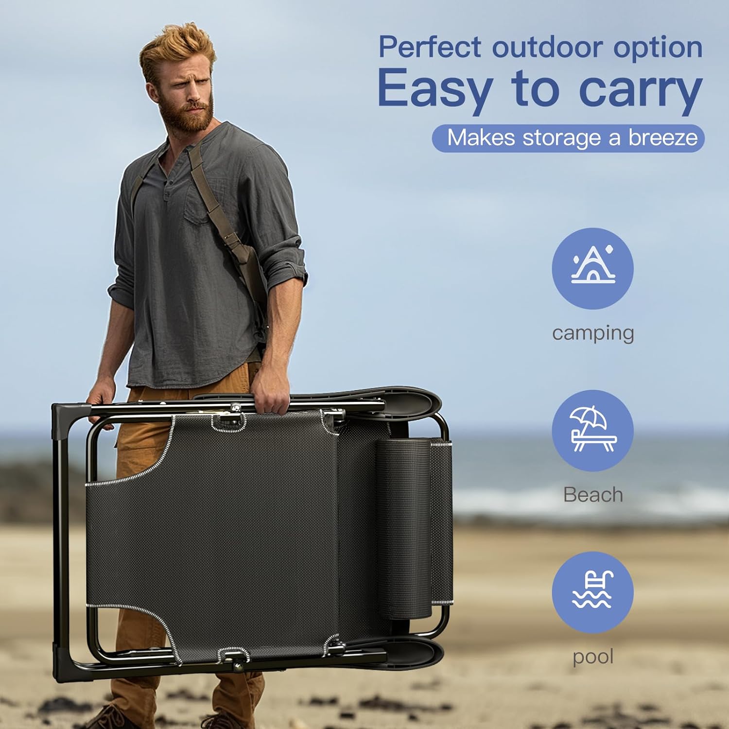 Beach Lounge Chair & Camping Chair 2-in-1