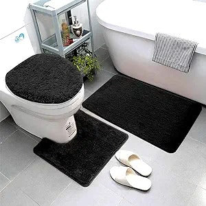 Super absorbent 3pcs fluffy toilet mat set