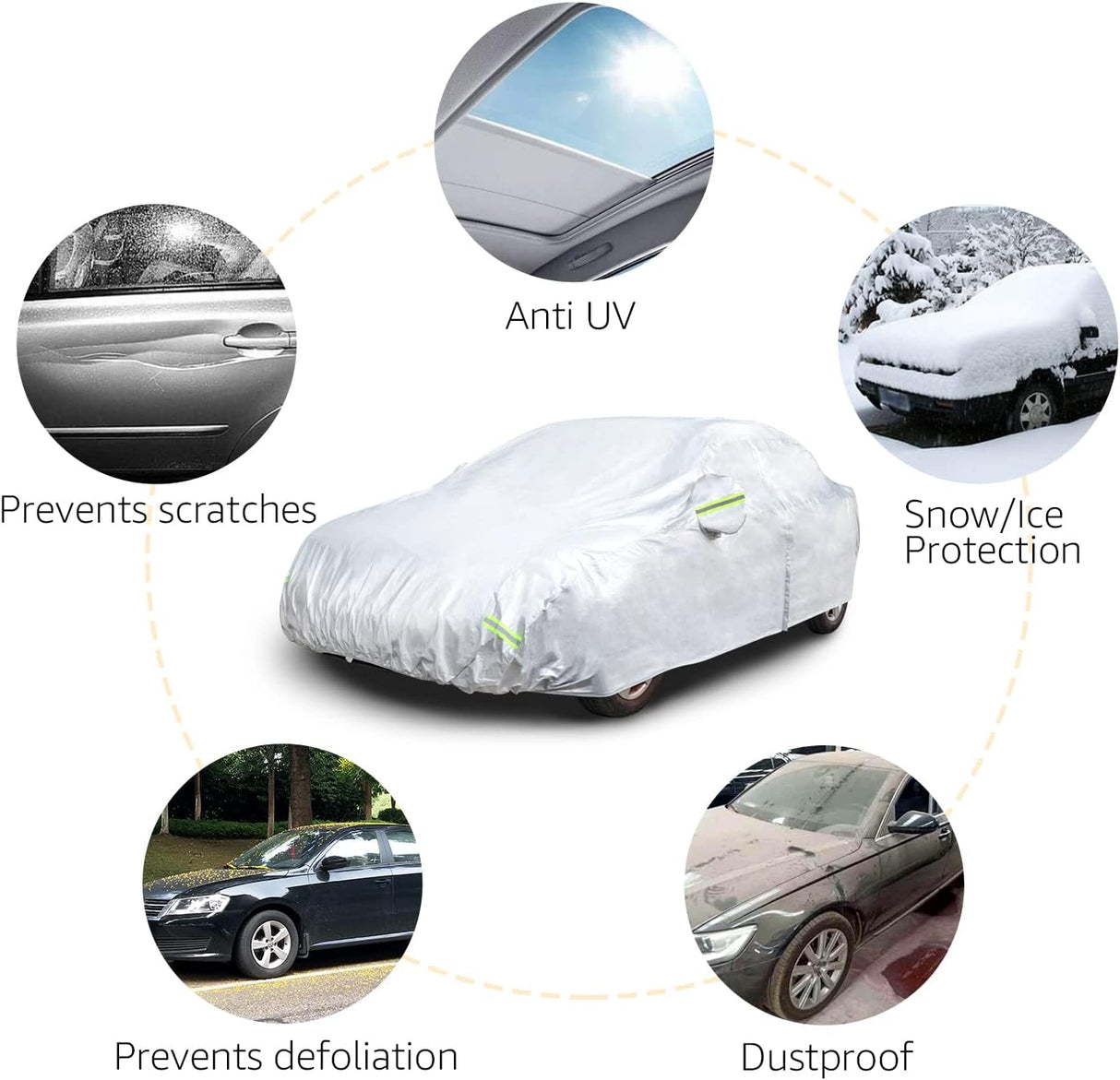 Car Cover Waterproof All Weather. See Vehicle Size-Chart for Accurate Fit.With door zipper