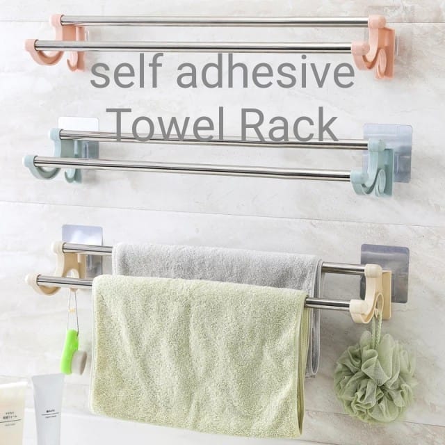 Self-Adhesive Double Pole Towel Holder / Rack 54cm
