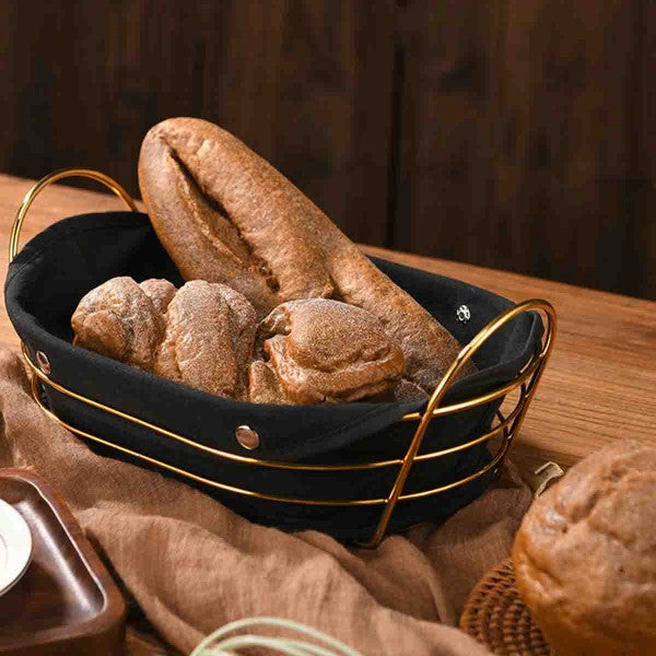 Gold frame black cloth /silver frame white cloth storage bread basket