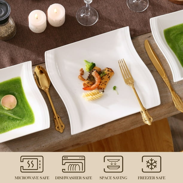 fancy square dinner set with lines 18pcs set